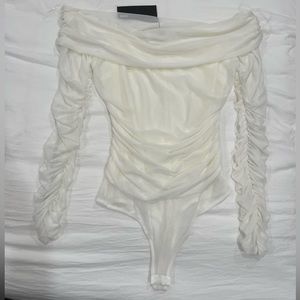 Rouched mesh body suit